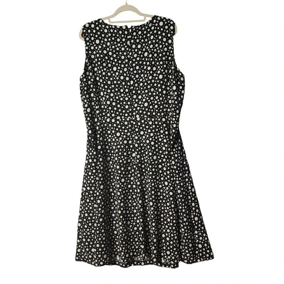 Kasper A-Line Midi Dress Black & White Sleeveless Dotted Back Zip Size 18W - Picture 2 of 10